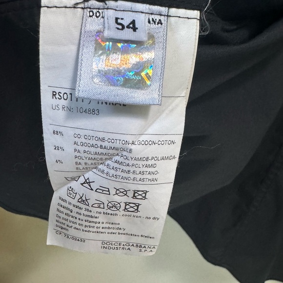 D & G Dolce & Gabbana Logo Cotton Trim Button Top Shirt Long Sleeve Black 54 - Picture 12 of 16